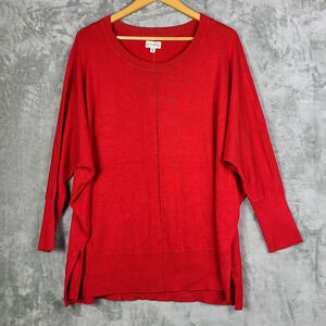 NWT Wonderly Dolman Sleeve Tunic Split Hem Sweater Red Lava Classic Size 1X